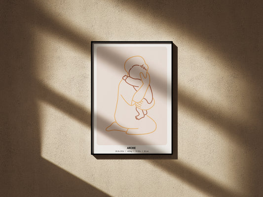 Geboorteposter lijntekening